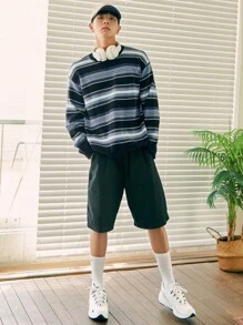 DAZY Men Block Striped Pattern Drop Shoulder Sweater - Multicolor - View 8