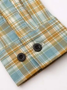 NITAGUT Men Plaid Print Button Front Shirt - Multicolor - View 4