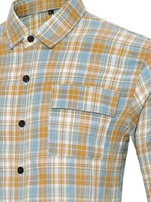 NITAGUT Men Plaid Print Button Front Shirt - Multicolor - View 5