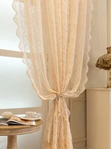 Rèm đơn bảng thêu hoa - Màu be - Xem 8