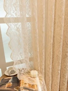 Rèm đơn bảng thêu hoa - Màu be - Xem 4