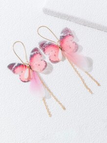 金屬流蘇和蝴蝶耳墜