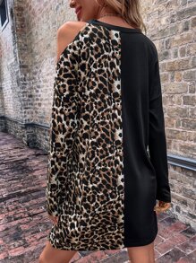 豹紋印花挖肩連衣裙 - 彩色 - 查看 2