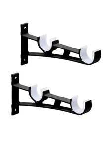 2pcs Dual Pole Base Curtain Rod Gifts Birthday Graduation - Black - View 1