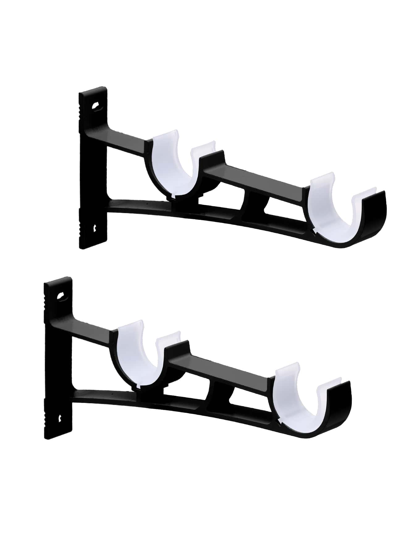 2pcs Dual Pole Base Curtain Rod Gifts Birthday Graduation - Black - View 1
