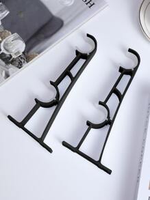 2pcs Dual Pole Base Curtain Rod Gifts Birthday Graduation - Black - View 3