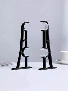 2pcs Dual Pole Base Curtain Rod Gifts Birthday Graduation - Black - View 4