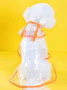 1pc Clear Hooded Pet Raincoat - Orange - View 3