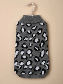 1件秋冬寵物毛衣-灰色豹紋狗狗泰迪法國斗牛犬衣服 - 灰色 - 查看 4