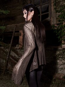 ROMWE Goth Nữ Cardigans màu trơn Giải trí - màu nâu - Xem 6