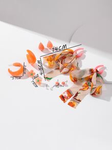 6 cặp Bông tai trang trí hoa & hạt màu ngẫu nhiên - Nhiều màu - Xem 3