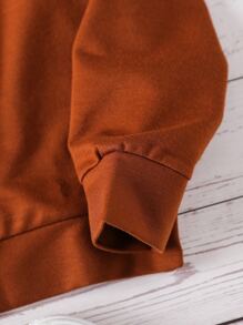 SHEIN Girls Letter Drop Shoulder Sweatshirt - Rust Brown - View 4