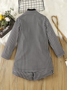SHEIN 女孩1入組千鳥格印花外套和1入組短褲無毛衣 - 黑與白 - 查看 2