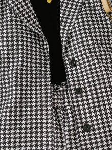 SHEIN 女孩1入組千鳥格印花外套和1入組短褲無毛衣 - 黑與白 - 查看 5