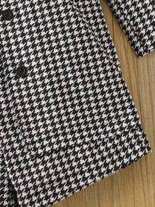 SHEIN 女孩1入組千鳥格印花外套和1入組短褲無毛衣 - 黑與白 - 查看 6