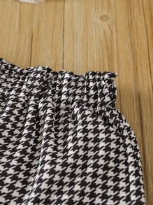 SHEIN 女孩1入組千鳥格印花外套和1入組短褲無毛衣 - 黑與白 - 查看 7
