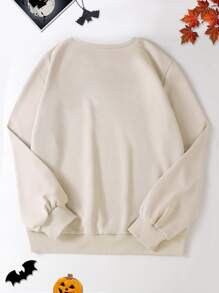 SHEIN EZwear Sudadera con estampado de halloween - Albaricoque - Ver 2