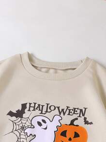 SHEIN EZwear Sudadera con estampado de halloween - Albaricoque - Ver 5