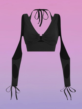 Anello monocolore collegato con coulisse con volant Top corto