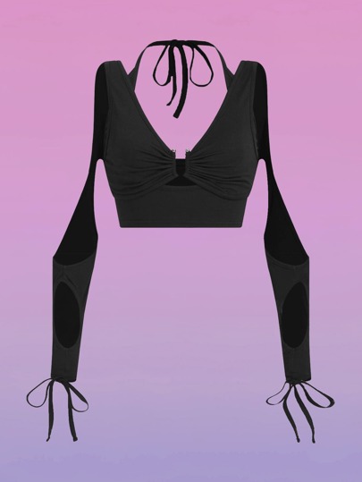 Anello monocolore collegato con coulisse con volant Top corto