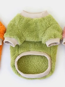 Áo nỉ sang trọng in hình trái bơ cho thú cưng, áo len lông cừu dành cho chó con - màu xanh lá - Xem 3