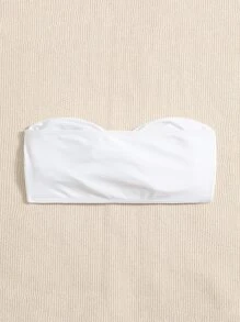 SHEIN Swim Summer Beach Solid Twist Bikini Top - White - View 2