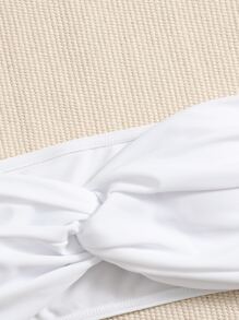 SHEIN Swim Summer Beach Solid Twist Bikini Top - White - View 3