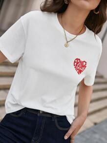 SHEIN Frenchy Cotton Letter Graphic Drop Shoulder Tee Summer White - White - View 4