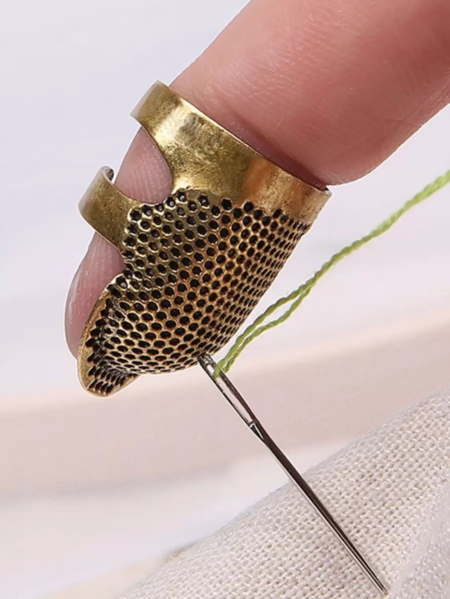 1 Bộ-2 Chiếc Quần Áo Handmade Dụng Cụ Bảo Vệ May Kim Loại Bảo Vệ Ngón Tay, Nhiều Kích Cỡ Và Màu Sắc Có Sẵn - Đồng - Xem 1