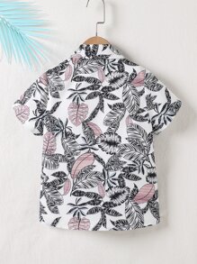 SHEIN Toddler Boys Tropical Print Button Front Shirt - Multicolor - View 2