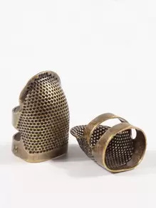 1 Bộ-2 Chiếc Quần Áo Handmade Dụng Cụ Bảo Vệ May Kim Loại Bảo Vệ Ngón Tay, Nhiều Kích Cỡ Và Màu Sắc Có Sẵn - Đồng - Xem 2