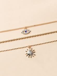 PC Thời Trang Đá Mắt Charm Lớp Vòng Cổ Cho Nữ Trang Trí Mùa Xuân Hè - Vàng - Xem 3