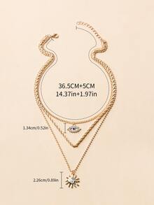 PC Thời Trang Đá Mắt Charm Lớp Vòng Cổ Cho Nữ Trang Trí Mùa Xuân Hè - Vàng - Xem 4