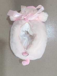 1件可爱卡通小猪斜挎包配丝巾毛绒斜挎小包手机包适合女性旅行日常购物 - 粉色 - 查看 6