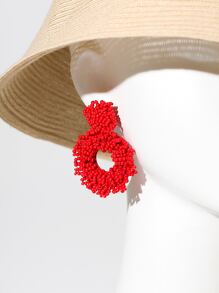 Hollow Out Bead Decor Earrings - Red - View 2