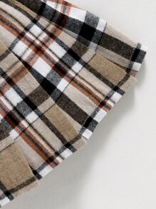 SHEIN Young Girl Ribbed Knit Tank Top & Plaid Pleated Skirt - Multicolor - View 5