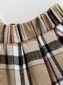 SHEIN Young Girl Ribbed Knit Tank Top & Plaid Pleated Skirt - Multicolor - View 6