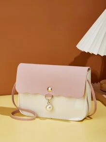 Wodoodporna, lekka, biznesowa mini torba na ramię ze sztucznymi perłami z wycięciem w kształcie muszelki dla nastolatek, kobiet, studentek, nowicjuszy i pracowników umysłowych Idealna do biura, uczelni, pracy, biznesu, dojazdów do pracy - Różowy - Zobacz 3