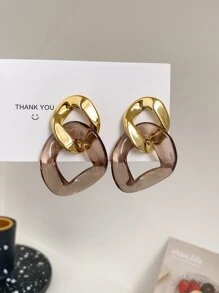 1 对时尚优雅透明几何链耳环 - 彩色 - 查看 10