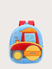Kids Colourblock Cartoon Graphic Backpack - Baby Blue - View 1