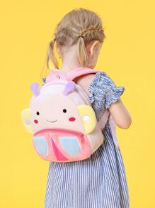 1pc Cartoon Animal Pattern Plush Backpack, Suitable For 2-4 Years Old Boys/Girls, Lion/Giraffe/Unicorn Design