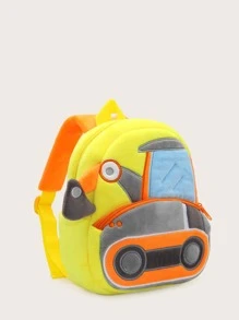 1pc Boys' & Girls' Plush Material Construction Truck Excavator Shaped Backpack, Suitable For Daily Use In All Seasons - Yellow - View 5