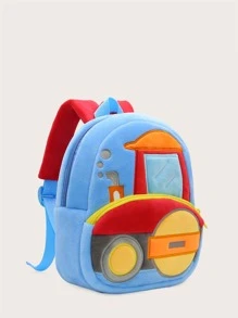 Kids Colourblock Cartoon Graphic Backpack - Baby Blue - View 4