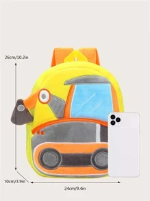 1pc Boys' & Girls' Plush Material Construction Truck Excavator Shaped Backpack, Suitable For Daily Use In All Seasons - Yellow - View 3
