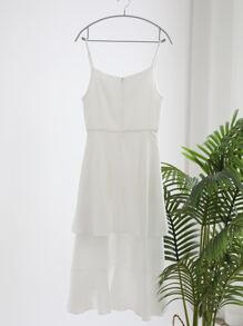 DAZY Layered High Low Hem Cami Dress Flowy Dress Cruise Women Outfits Vacation Outfits Women - White - View 8