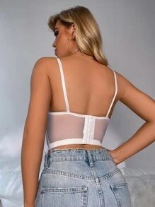 Contrast Lace Bow Detail Underwire Bra - White - View 3