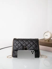 Geometric Quilted Chain Square Bag
