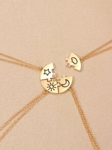 4pcs Rhinestone Decor Star Detail Pendant Necklace