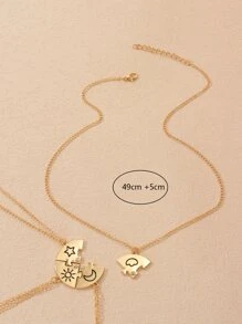 4pcs Rhinestone Decor Star Detail Pendant Necklace