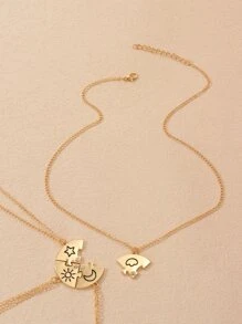 4pcs Rhinestone Decor Star Detail Pendant Necklace